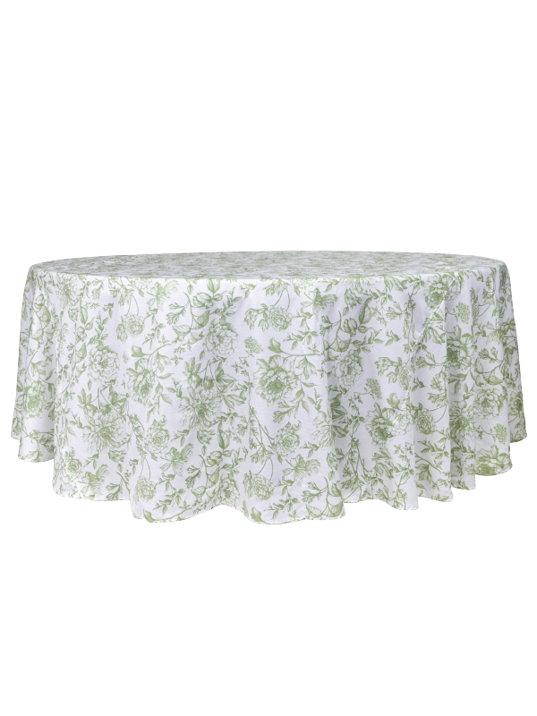 Mantel blanco flores verde